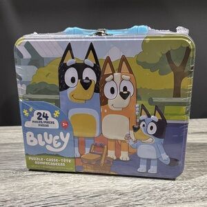 NEW: Bluey Puzzle in Metal Lunch Tin Case - 24 Piece Jigsaw Puzzle